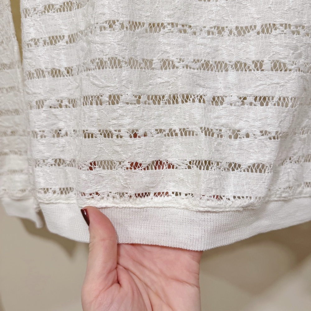 Cream long sleeve lace stripe shirt - Picture 3 of 5